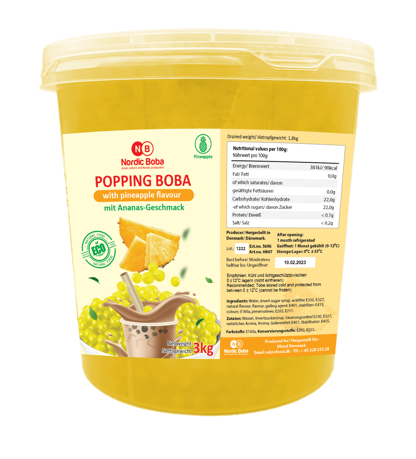 Popping Boba Ananassi maitselised pärlid 3200g